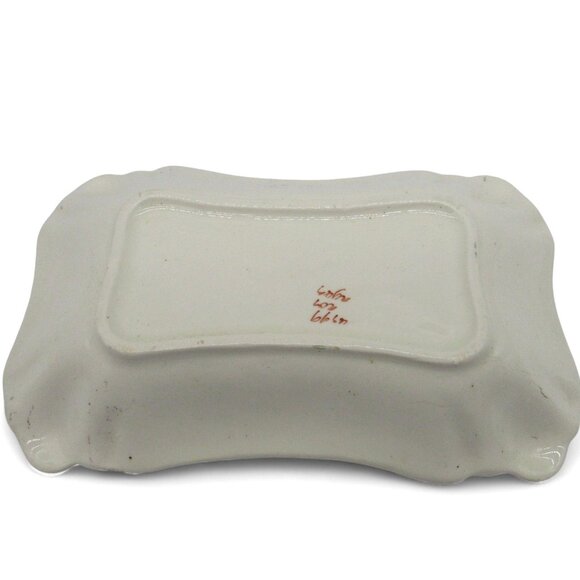 Ceramic Trinket Decorative Dresser Tray Hand-Painted Floral Scalloped Edge Vinta - Picture 11 of 11